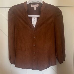 Philosophy Brown Button-Up Blouse